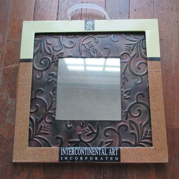 Metal Leaf Mirror 12 x 12 Square new in package Bronze finish frame - Picture 1 of 4